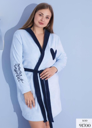 Pijamale de dama - Halat de baie gros cu buzunare si cordon in talie, design deosebit, PIJ91700