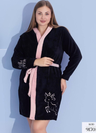 Pijamale de dama - Halat de baie gros cu buzunare si cordon in talie, design deosebit, PIJ91701