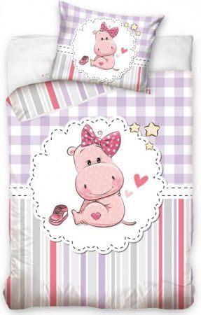 Colectia Disney - Lenjerie de pat licenta baby Hippopotamus 100×135 cm, 40×60 cm  CBX191002
