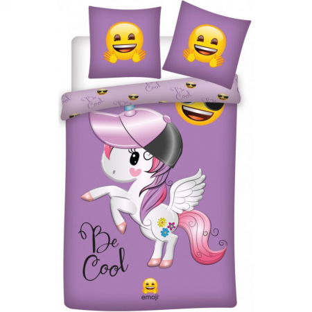 Lenjerii de pat Disney - Lenjerie de pat pentru copii Emoji Unicorns  140×200 cm, 70×90 cm, Disney, 100% bumbac