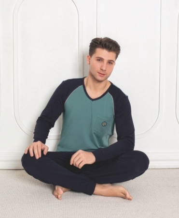 Pijamale de barbati - Pijama din două piese pentru barbati, Material bumbac Lycra Baki908