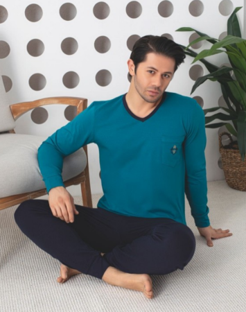 Pijamale de barbati - Pijama din două piese pentru barbati, Material bumbac Lycra Baki901