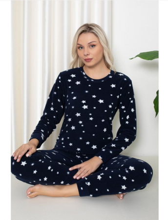 Pijamale de dama - Pijama FEMEI polar, din două piese, Material 100% micro, Lux,  BAK11  bleomarin