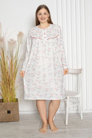 Pijamale BIG SIZE femei - Camasa de noapte serie mare  battal Material Bumbac, Lux, BERF4066