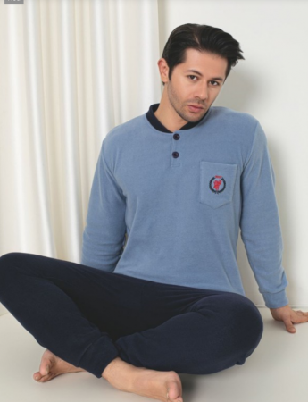 Pijamale de barbati - Pijama groasa din două piese, barbati, Material polar, Lux,  Baki1048 100%micro