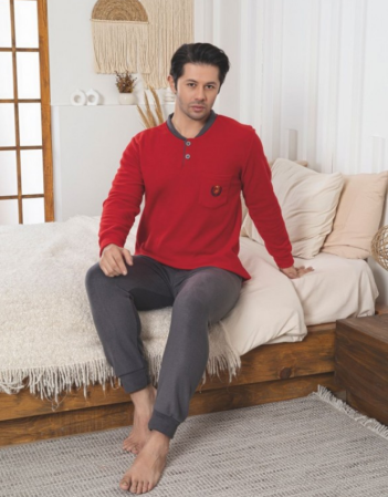 Pijamale de barbati - Pijama groasa din două piese, barbati, Material polar, Lux,  BakI82 100%micro