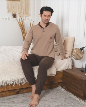 Pijamale de barbati - Pijama groasa din două piese, barbati, Material polar, Lux,  BakI86 100%micro