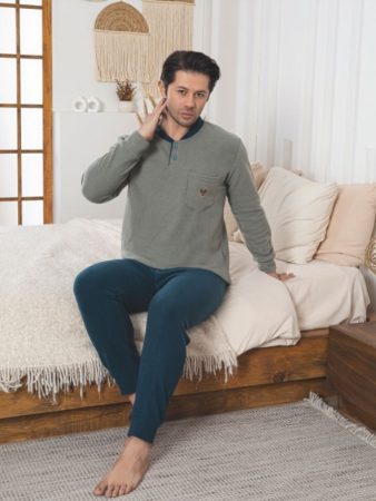 Pijamale de barbati - Pijama groasa din două piese, barbati, Material polar, Lux,  BakI83 100%micro