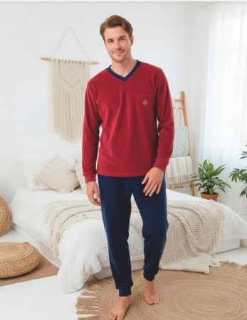 Pijamale de barbati - Pijama groasa din două piese, barbati, Material polar, Lux,  BakI90 100%micro
