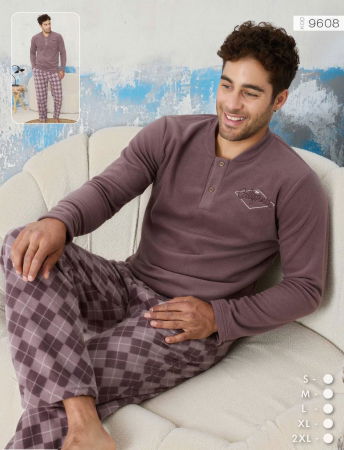Pijamale de barbati - Pijama groasa din două piese, barbati, Material polar, Lux,  PIJ9608-9808 100%micro