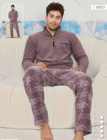 Pijamale de barbati - Pijama groasa din două piese, barbati, Material polar, Lux,  PIJ9621 100%micro