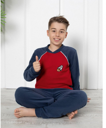 Cadouri aniversare - Pijama Polar din două piese pentru baieti, 6-14 ani, BAK15, culoare VISINIU