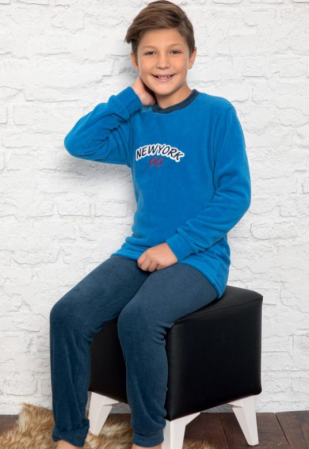 Cadouri aniversare - Pijama Polar din două piese pentru baieti, 6-14 ani, 8001, culoare  albastru