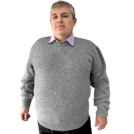 Fashion - Pulover bărbați serie mare Battal din lână, clasic la baza gatului, gri TRH.8628-mAGRI