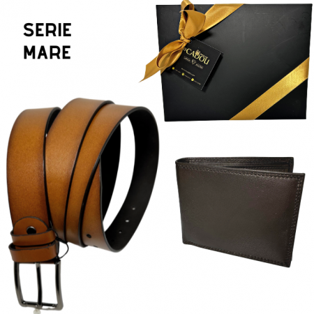 Cadouri aniversare - Set cadou Portofel din poiele naturala si Curea de barbati neagra, serie mare battal, A702-4.M_1123