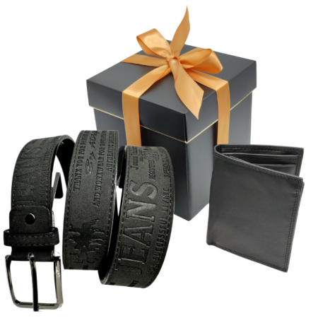 Set cadou Portofel piele si Curea piele ecologica de barbati neagra,PB-LY1114 latime curea 3.5cm, e-CADOU, latime curea 3.5cm, e-CADOU [3]