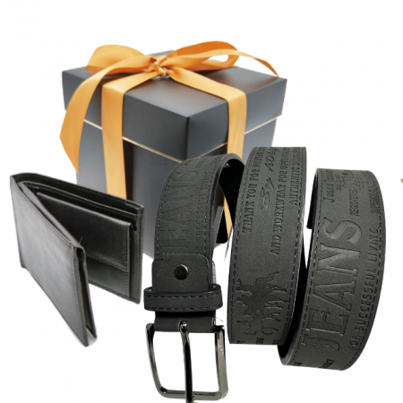 Set cadou Portofel piele si Curea piele ecologica de barbati neagra,PB-LY1114 latime curea 3.5cm, e-CADOU, latime curea 3.5cm, e-CADOU [2]