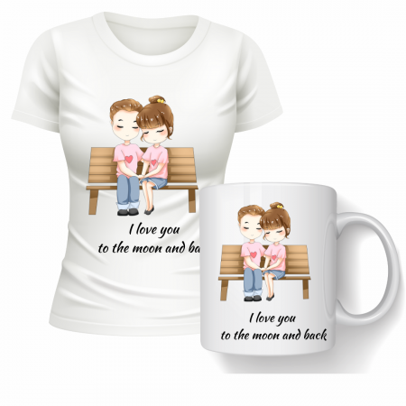 Cadouri Colegi, sefi sau angajati - Set cana si tricou personalizate pentru ziua indragostitilor Valentines Day SVD3015