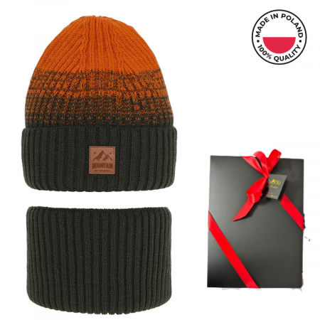 Caciuli copii - Set de iarnă cu căciulă și fular circular pentru copii Ralph 6023.09.k32 kaki produs in Polonia