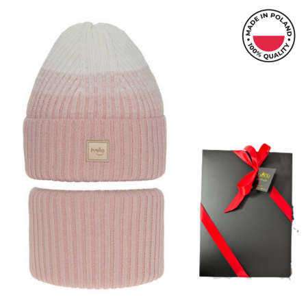 Caciuli copii - Set de iarnă cu căciulă și fular circular pentru copii Tasha 6019.08.k32 roz produs in Polonia