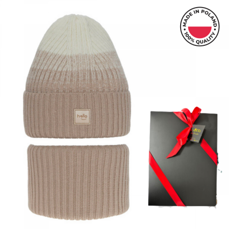 Caciuli copii - Set de iarnă cu căciulă și fular circular pentru copii Tasha 6019.09.k32 BEJ produs in Polonia