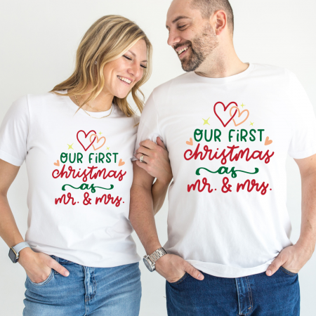 Cadouri aniversare - Set de tricouri personalizate Family mama, tata  si copii cu tematica de Craciun,  PRIMUL Craciun impreuna 1336