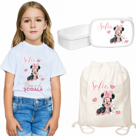 Cadouri aniversare - Set promotional Back to school prima zi de gradinita scoala din bumbac ABS338