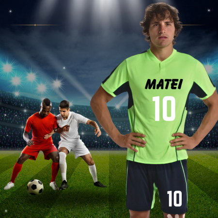 Cadouri Colegi, sefi sau angajati - Set sportiv unisex format din tricou si pantaloni Fotbal cu nume si numar la alegere pentru Suporteri și Jucatori