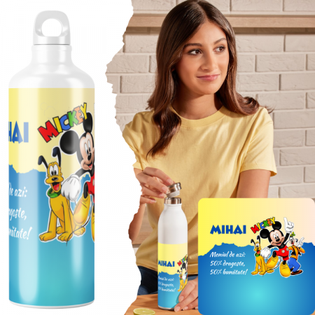 Cadouri copii 6 ani - Sticla personalizata de apa  cu personaj și nume