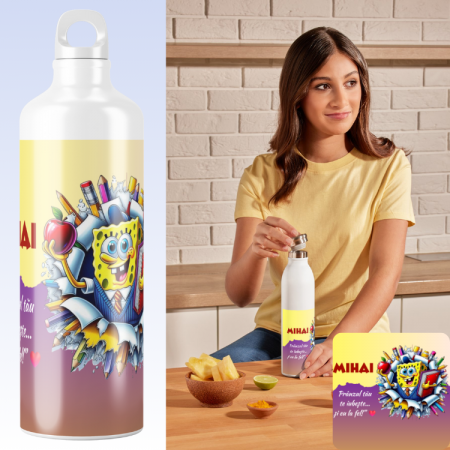 Cadouri copii 6 ani - Sticla personalizata de apa  cu personaj și nume