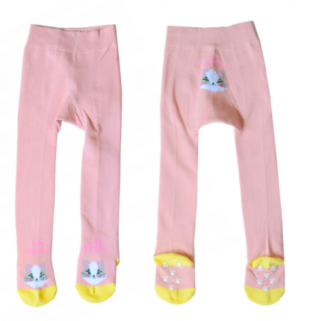 Cadouri copii bebelusi 0+ - Strampi din bumbac cu pisica pentru copii bebelusi, roz, cu antiderapant , BHN7908