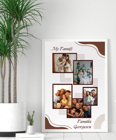 Cadouri personalizate - Tablou personalizat cu 5 poze de familie - Cadoul ideal pentru familie