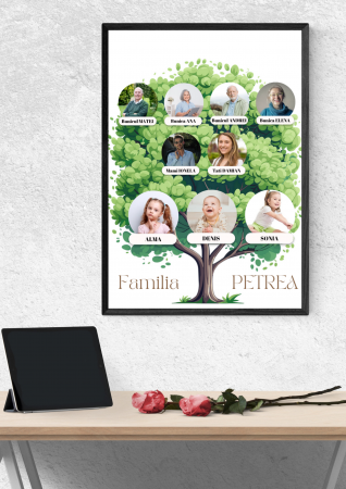 Cadouri copii 7 ani - Tablou personalizat Colaj foto arbore genealogic- Cadoul ideal pentru familie TA4_P213 Happy Family