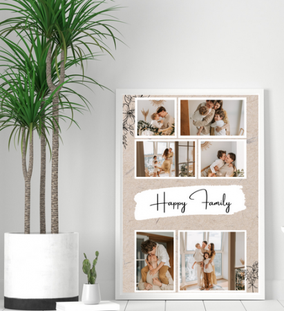 Cadouri personalizate - Tablou personalizat cu 6 poze de familie - Cadoul ideal pentru familie TA4_P3 Happy Family