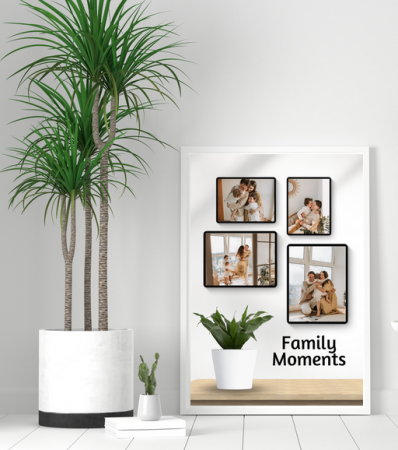 Cadouri personalizate - Tablou personalizat cu 4 poze de familie - Cadoul ideal pentru familie TA4_P1 Family Moments