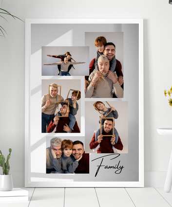 Cadouri personalizate - Tablou personalizat cu 5 poze de familie - Cadoul ideal pentru familie TA4_P7 Happy Family
