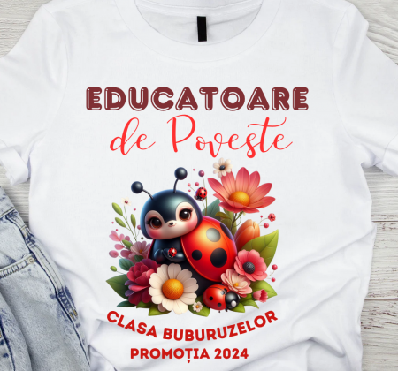 Cadouri copii 7 ani - Tricou absolvire elevi clasa 4 sau gradinita Clasa buburuzelor cu text sau poze ABS1068