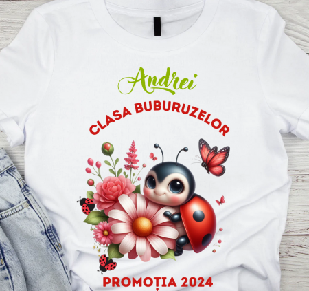 Cadouri aniversare - Tricou absolvire elevi clasa 4 sau gradinita Clasa buburuzelor cu text sau poze ABS1070