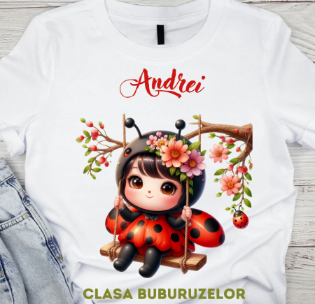 Cadouri copii 7 ani - Tricou absolvire elevi clasa 4 sau gradinita Clasa buburuzelor cu text sau poze ABS1071