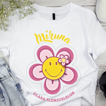 Cadouri aniversare - Tricou absolvire elevi clasa 4 sau gradinita Clasa Floricelelor cu text sau poze ABS1052