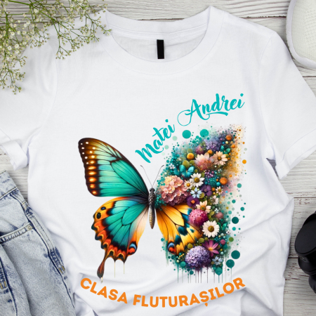 Cadouri aniversare - Tricou absolvire elevi clasa 4 sau gradinita Clasa fluturasilor cu text sau poze ABS1063