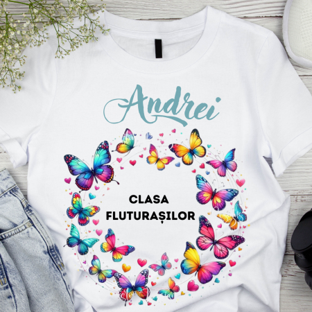 Cadouri aniversare - Tricou absolvire elevi clasa 4 sau gradinita Clasafluturasilor cu text sau poze ABS1060