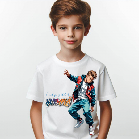 Cadouri pentru profesori sau absolventi - Tricou alb Back to school prima zi de scoala din bumbac ABS1132.01