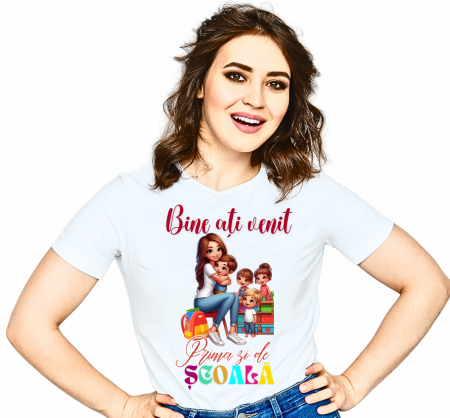 Cadouri aniversare - Tricou alb  Back to school prima zi de gradinita scoala din bumbac ABS11216