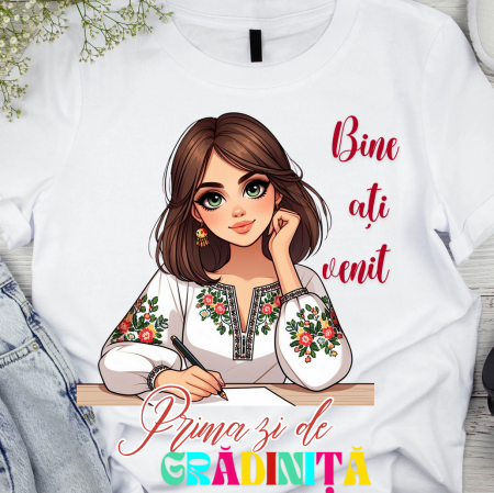 Cadouri copii 7 ani - Tricou alb  Back to school prima zi de gradinita scoala din bumbac ABS11231