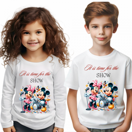 Tricou alb Clasa lui Minnie si Mickey Mouse  it is tim for show din bumbac ABS116.13 [0]
