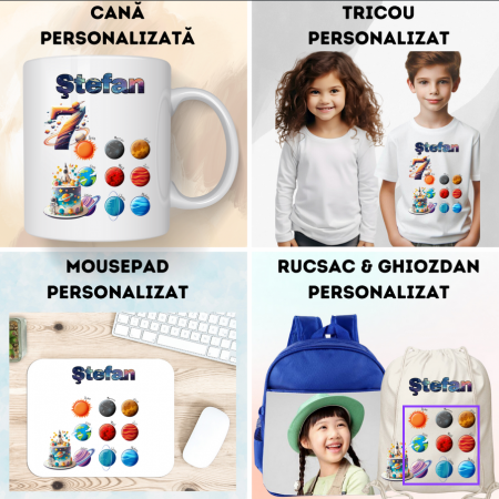 Tricou aniversar astronaut pentru copii  alb din bumbac AST1144 [1]