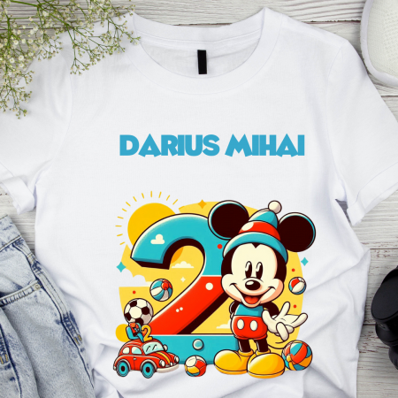 Cadouri copii 7 ani - Tricou aniversar personalizat 2 ani cu Mickey Mouse  TAMM1013.5
