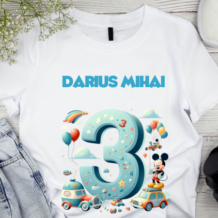 Cadouri aniversare - Tricou aniversar personalizat 3 ani cu Mickey Mouse  TAMM1013.8