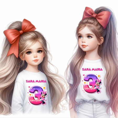 Cadouri Colegi, sefi sau angajati - Tricou aniversar personalizat 3 ani cu Minnie Mouse  TAMM1012.7